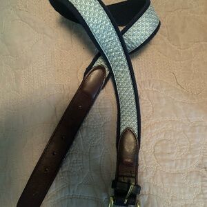 Vineyard Vines Blue and Brown Belt with Leather Accents
